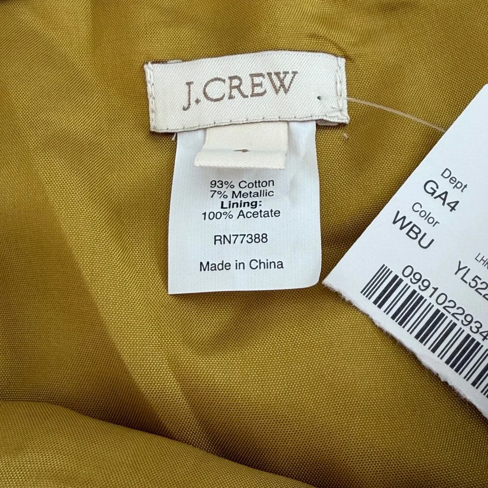 NEW J. Crew Women's Sun Dress Mustard Yellow Cotton Pleated Sleeveless SZ 4 NWT‎